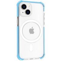 Husă transparentă cu ramă colorată și MagSafe pentru iPhone 15 - albastru