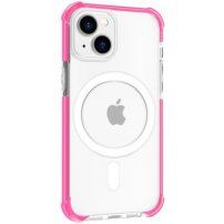 Husă transparentă cu ramă colorată și MagSafe pentru iPhone 15 - roz neon