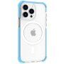 Husă transparentă cu ramă colorată și MagSafe pentru iPhone 15 Pro - albastru