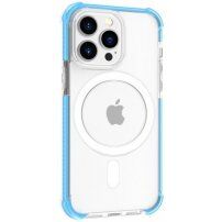 Husă transparentă cu ramă colorată și MagSafe pentru iPhone 15 Pro - albastru