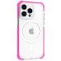 Husă transparentă cu ramă colorată și MagSafe pentru iPhone 15 Pro - roz neon