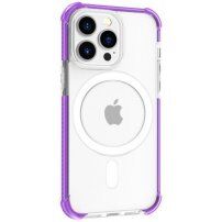 Husă transparentă cu ramă colorată și MagSafe pentru iPhone 15 Pro - violet