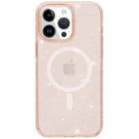 Husă transparentă cu MagSafe cu sclipici pentru iPhone 15 Pro - roz-auriu