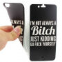 Husă din cauciuc, cu deschidere flip, pentru iPhone 6 / 6S – neagră, cu inscripţie "bitch"