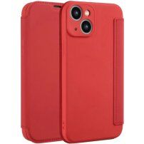 Carcasă tip portofel din silicon și piele PU pentru iPhone 15 - roșu