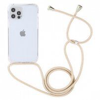Husă transparentă cu șnur pentru iPhone 15 Pro Max - auriu