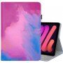 Carcasă cu model de acuarele și spațiu de carduri pentru iPad mini 6 / mini 7 - roz-violet