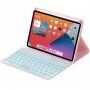 Carcasă cu tastatură iluminată, cu taste rotunde și spațiu pentru Apple Pencil pentru iPad mini 6 / mini 7 - roz