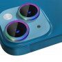 Folie de sticlă securizată cu rame metalice NORTHJO pentru protec?ia obiectivului camerei din spate pentru iPhone 13 / 13 mini - culoare curcubeu