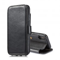 Husă retro 2 în 1, detaşabilă, pentru iPhone X / XS - negru