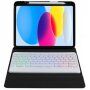Carcasă cu tastatură cu iluminare de fundal color ?i compartiment pentru Apple Pencil pentru iPad 10,9" (2022) / 11" (2025) - albastru ?i roz