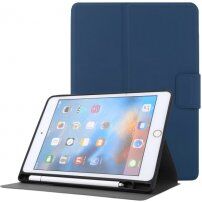 Husă din piele PU cu suport si compartiment pentru Apple Pencil pentru iPad mini 4 / 5 - albastru închis