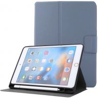 Husă din piele PU cu suport si compartiment pentru Apple Pencil pentru iPad mini 4 / 5 - gri albăstrui