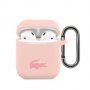 Lacoste Glossy Printing Logo husă silicon pentru AirPods 1 / 2 - roz