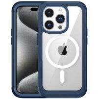 Carcasă rezistentă la ?ocuri cu col?uri întărite ?i MagSafe pentru iPhone 15 Pro - albastră