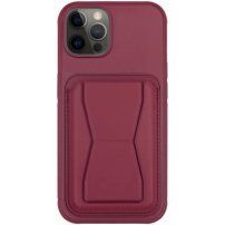 Husă din piele cu buzunar pentru carduri ?i suport rabatabil pentru iPhone 11 Pro Max - vi?iniu