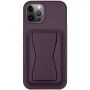 Husă din piele cu buzunar pentru carduri ?i suport rabatabil pentru iPhone 11 Pro Max - mov închis