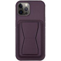 Husă din piele cu buzunar pentru carduri ?i suport rabatabil pentru iPhone 11 Pro Max - mov închis