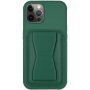 Husă din piele cu buzunar pentru carduri ?i suport rabatabil pentru iPhone 11 Pro Max - verde închis