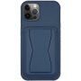 Husă din piele cu buzunar pentru carduri ?i suport rabatabil pentru iPhone 11 Pro Max - albastru închis