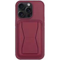 Husă din piele cu buzunar pentru carduri ?i suport rabatabil pentru iPhone 13 Pro Max - vi?iniu