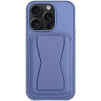 Husă din piele cu buzunar pentru carduri ?i suport rabatabil pentru iPhone 14 Pro Max - mov