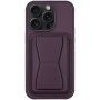 Husă din piele cu buzunar pentru carduri ?i suport rabatabil pentru iPhone 14 Pro Max - mov închis