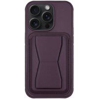 Husă din piele cu buzunar pentru carduri ?i suport rabatabil pentru iPhone 14 Pro Max - mov închis