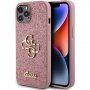 Husă cu sclipici Guess Fixed Glitter 4G Metal Logo pentru iPhone 12 / 12 Pro - roz