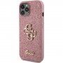 Husă cu sclipici Guess Fixed Glitter 4G Metal Logo pentru iPhone 12 / 12 Pro - roz