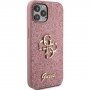 Husă cu sclipici Guess Fixed Glitter 4G Metal Logo pentru iPhone 12 / 12 Pro - roz