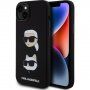 Husă din silicon Karl Lagerfeld Karl ?i Choupette Heads pentru iPhone 15 Plus - negru