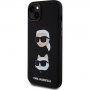 Husă din silicon Karl Lagerfeld Karl ?i Choupette Heads pentru iPhone 15 Plus - negru