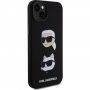 Husă din silicon Karl Lagerfeld Karl ?i Choupette Heads pentru iPhone 15 Plus - negru