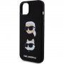 Husă din silicon Karl Lagerfeld Karl ?i Choupette Heads pentru iPhone 15 Plus - negru