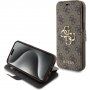 Husă tip flip Guess 4G Metal Logo pentru iPhone 15 - maro