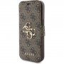 Husă tip flip Guess 4G Metal Logo pentru iPhone 15 - maro