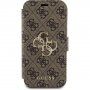 Husă tip flip Guess 4G Metal Logo pentru iPhone 15 - maro