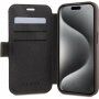 Husă tip flip Guess 4G Metal Logo pentru iPhone 15 Pro - maro
