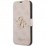 Husă tip flip Guess 4G Metal Logo pentru iPhone 15 Pro Max - roz