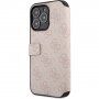 Husă tip flip Guess 4G Metal Logo pentru iPhone 15 Pro Max - roz