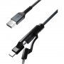 Cablu universal împletit Nomad Kevlar PD 100W USB-A / USB-C / Lightning / micro USB pentru iPhone / iPad / MacBook / AirPods - 1,5 m - negru