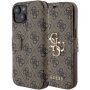 Husă tip flip Guess 4G Metal Logo pentru iPhone 15 - maro