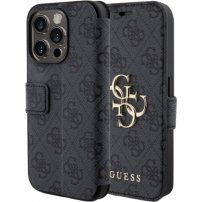 Husă tip flip Guess 4G Metal Logo pentru iPhone 15 Pro Max - gri
