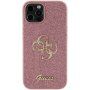 Husă cu sclipici Guess Fixed Glitter 4G Metal Logo pentru iPhone 12 / 12 Pro - roz