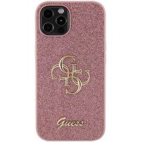 Husă cu sclipici Guess Fixed Glitter 4G Metal Logo pentru iPhone 12 / 12 Pro - roz