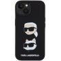 Husă din silicon Karl Lagerfeld Karl ?i Choupette Heads pentru iPhone 15 Plus - negru