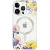Husă transparentă mată florală cu MagSafe pentru iPhone 15 Pro - colorat