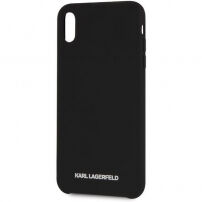 Carcasă Karl Lagerfeld Silver Logo Silicone Case, pentru iPhone XR - negru