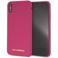 Carcasă Karl Lagerfeld Gold Logo Silicone Case, pentru iPhone X / XS - fucsia